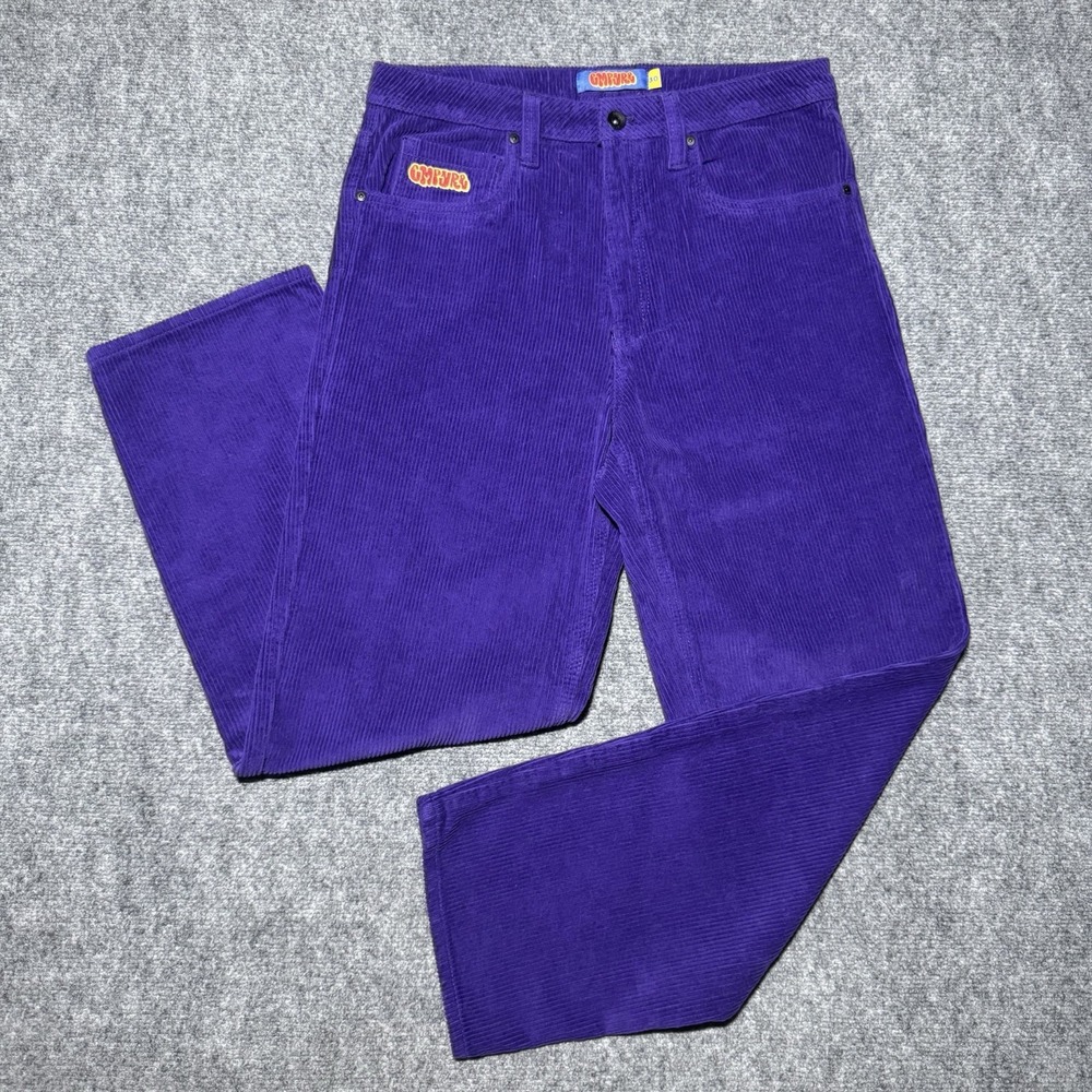 Empyre Corduroy Relaxed Fit Pants Men 30 Purple Baggy Skate Streetwear Wide Leg